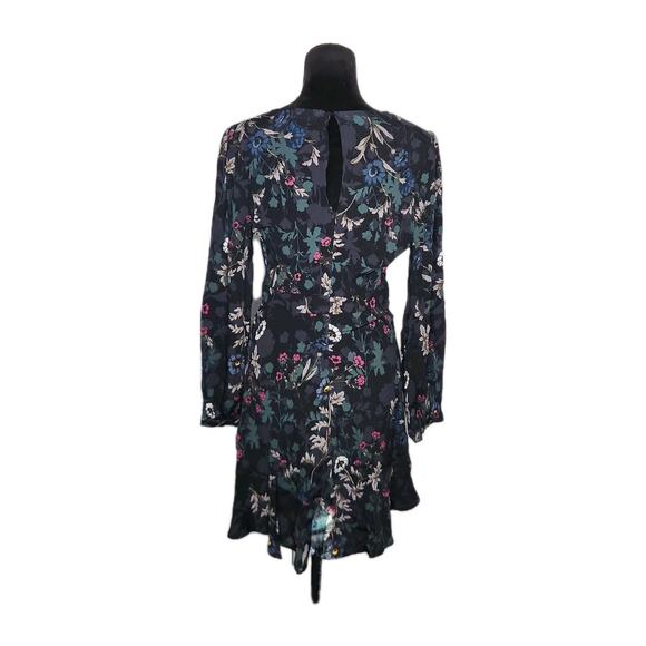 ASTR The Label Black Floral V-Neck Mini Dress Long sleeves Size M Anthropologie - Picture 4 of 9